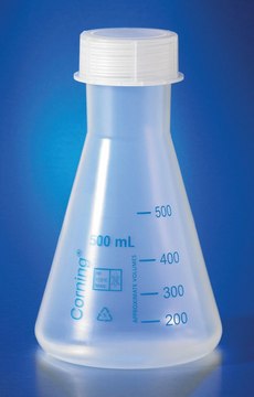 Corning&#174; narrow mouth Erlenmeyer flask, reusable capacity 500&#160;mL, polypropylene, with GL-52 PP screw cap