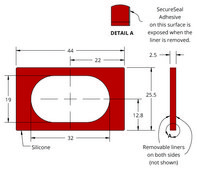Grace Bio-Labs Press-To-Seal silicone isolator, PSA one side wells, 1 (Rounded rectangle, 19mm x 32mm x 2.5mm depth), (Adhesive one side)