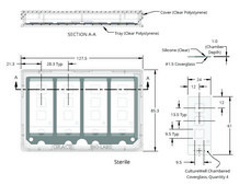 Grace Bio-Labs CultureWell™ coverglass inserts, with 4 chambered coverglasses wells, 3, well diam. × thickness 9.5 mm × 1 mm, well volume 300-500 μL