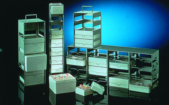 Cryogenic storage rack, stainless steel Horizontal; 12-shelf for 5¼ × 5 ¼ × 2 in. boxes