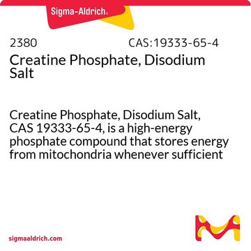 肌酸磷酸盐，二钠盐 Creatine Phosphate, Disodium Salt, CAS 19333-65-4, is a high-energy phosphate compound that stores energy from mitochondria whenever sufficient amounts of ATP are present.