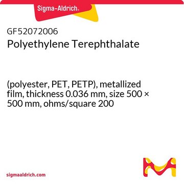 Polyethylene Terephthalate (polyester, PET, PETP), metallized film, thickness 0.036&#160;mm, size 500 × 500&#160;mm, ohms/square 200