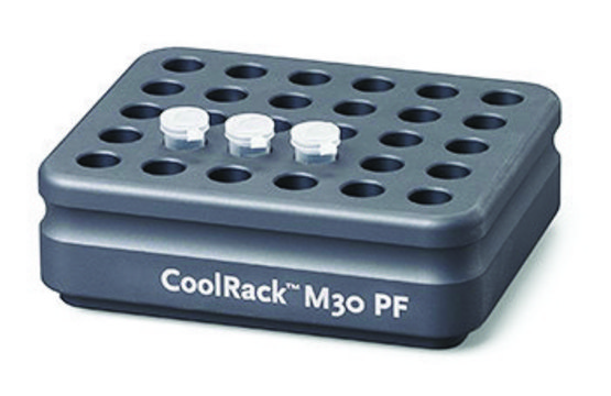 Corning&#174; CoolRack&#174; M30-PF, capacity 30 x 1.5 mL microfuge tubes, tapered wells for conical tubes, gray