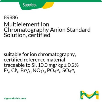 阴离子多元素混标，用于离子色谱(CRM) suitable for ion chromatography, TraceCERT&#174;, certified reference material traceable to SI, 10.0 mg/kg F-, Cl-, Br-, NO3-, PO43-, SO42- each anion