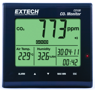 Extech Desktop Indoor Air Quality Carbon Dioxide (CO2), Temp, Humidity Monitor