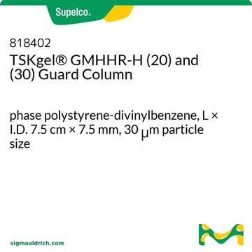 TSKgel&#174; GMHHR-H (20) and (30) Guard Column phase polystyrene-divinylbenzene, L × I.D. 7.5&#160;cm × 7.5&#160;mm, 30&#160;&#956;m particle size