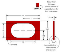Grace Bio-Labs Press-To-Seal silicone isolator, PSA one side wells, 1 (Rounded rectangle, 19mm x 32mm x 1.7mm depth), (Adhesive one side)