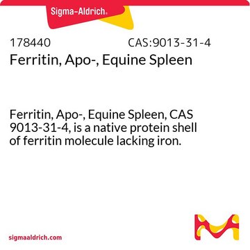 Ferritin, Apo-, Equine Spleen Ferritin, Apo-, Equine Spleen, CAS 9013-31-4, is a native protein shell of ferritin molecule lacking iron.