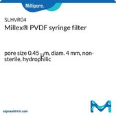 Millex™ PVDF syringe filter pore size 0.45 μm, diam. 4 mm, non-sterile, hydrophilic