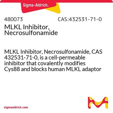 MLKL抑制剂，Necrosulfonamide MLKL Inhibitor, Necrosulfonamide, CAS 432531-71-0, is a cell-permeable inhibitor that covalently modifies Cys88 and blocks human MLKL adaptor function.