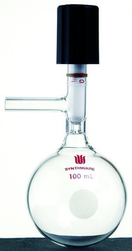 Synthware&#8482; storage flask with high vacuum valve and side arm 100 mL, valve size 0-4&#160;mm