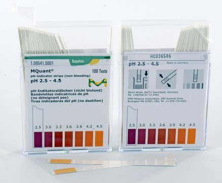 pH指示条pH 2.5-4.5 non-bleeding, colorimetric, pH range 2.5-4.5, MQuant&#174;