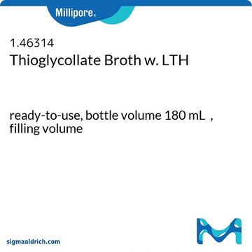 Thioglycollate Broth w. LTH ready-to-use, bottle capacity 250&#160;mL, bottle filling volume 180&#160;mL, closure type, Blue screw cap with 3 loci, pack of 20&#160;bottles Single packed