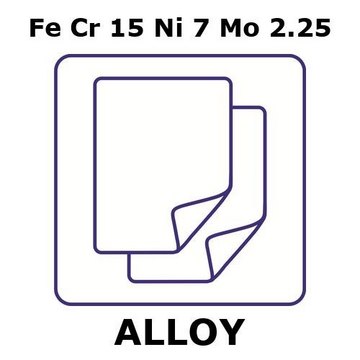 Stainless steel - 15-7ph foil, Fe/Cr 15%/Ni 7%/Mo 2.25%, thickness 0.125&#160;mm, size 275 × 275&#160;mm, temper annealed