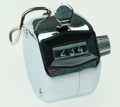 Four-digit hand-held tally counter chrome-plated