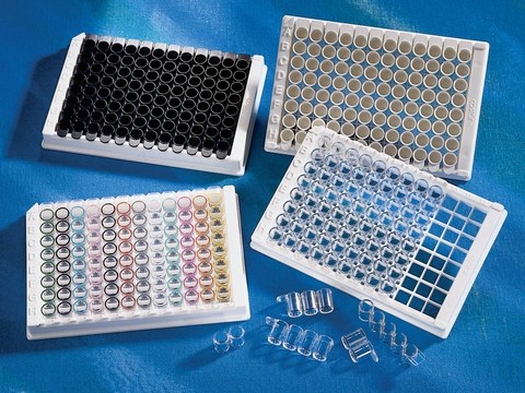 Corning&#174; 1 x 8 Stripwell&#8482; 96 well EIA plates 96 well plate, assembled 1 x 8 strips per 96 well plate, non-treated, non-sterile, 100/cs