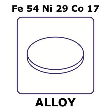 Glass Sealing Alloy, Fe54Ni29Co17 foil, 15mm disks, 0.20mm thickness, annealed