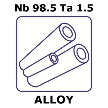 Niobium/Tantalum tube, Nb98.5%/Ta 1.5%, outside diameter 10.0 mm, length 500 mm, wall thickness 0.4&#160;mm