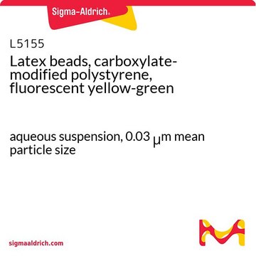 Latex beads, carboxylate-modified polystyrene, fluorescent yellow-green aqueous suspension, 0.03&#160;&#956;m mean particle size