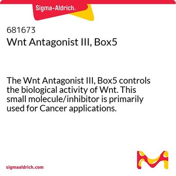 Wnt拮抗剂III，Box5 The Wnt Antagonist III, Box5 controls the biological activity of Wnt. This small molecule/inhibitor is primarily used for Cancer applications.