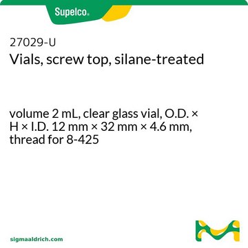 Vials, screw top, silane-treated volume 2&#160;mL, clear glass vial, O.D. × H × I.D. 12&#160;mm × 32&#160;mm × 4.6&#160;mm, thread for 8-425