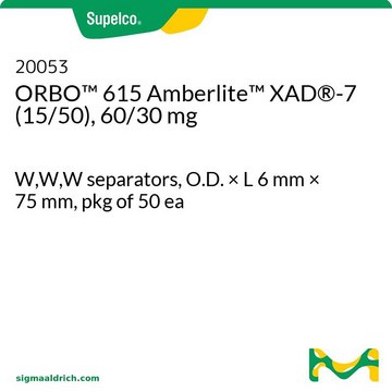 ORBO&#8482; 615 Amberlite&#8482; XAD&#174;-7 (15/50), 60/30 mg W,W,W separators, O.D. × L 6&#160;mm × 75&#160;mm, pkg of 50&#160;ea