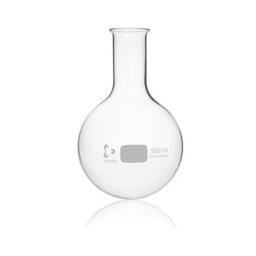 DURAN&#174; narrow mouth reaction flask with beaded rim glass flask, flask capacity (500&#160;mL), single neck, round bottom