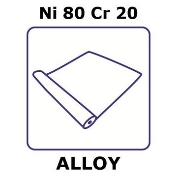 Nickel-chromium alloy, Ni80Cr20 foil, 2m coil, 2mm coil width, 0.075mm thickness, annealed