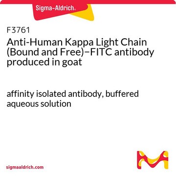 Anti-Human Kappa Light Chain (Bound and Free)&#8722;FITC antibody produced in goat affinity isolated antibody, buffered aqueous solution