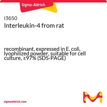 白细胞介素4 来源于大鼠 recombinant, expressed in E. coli, lyophilized powder, suitable for cell culture, &#8805;97% (SDS-PAGE)