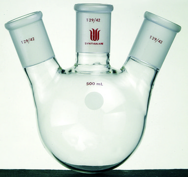 Synthware&#8482; three neck round bottom flask with angled side necks 500 mL, center joint: ST/NS 24/40, side joint: ST/NS 24/40