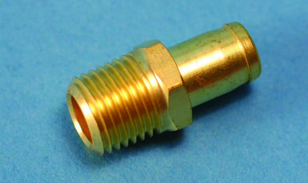 Straight septum-inlet adapter inlet I.D. 6&#160;mm, brass