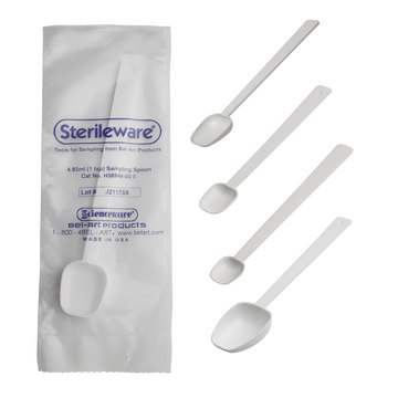 SP Bel-Art&#174; Sterileware&#8482; Long Handled Sampling Spoon white polystyrene, nominal capacity 4.93&#160;mL , 1 tsp, L × W 17.8&#160;cm (7&#160;in.) × 1.1875&#160;in. (30&#160;mm), sterile, pkg of 200&#160;ea (individually wrapped)