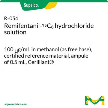 瑞芬太尼-13C6 盐酸盐 溶液 100&#160;&#956;g/mL in methanol (as free base), certified reference material, ampule of 0.5&#160;mL, Cerilliant&#174;