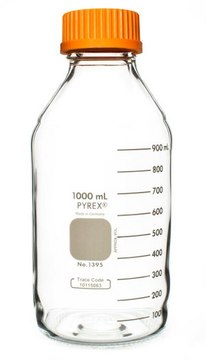 Pyrex&#174; round media storage bottles and reusable screw caps capacity 1,000&#160;mL