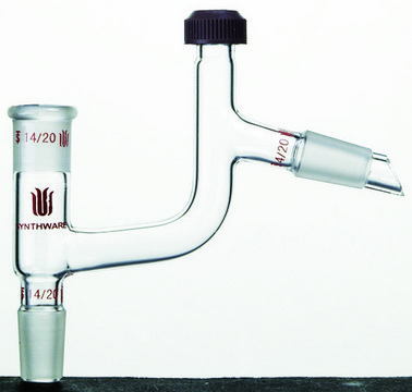 Synthware&#8482; Claisen distillation adapter with compression cap thermometer port joint: ST/NS 14/20