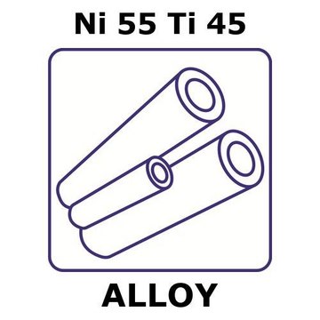 Nitinol alloy, Ni55Ti45 200mm tube, 1.27mm outside diameter, 0.15mm wall thickness, 0.97mm inside diameter, superelastic