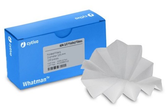 Whatman&#174; prepleated qualitative filter paper, Grade 604 1/2 circles, diam. 185&#160;mm, pack of 100