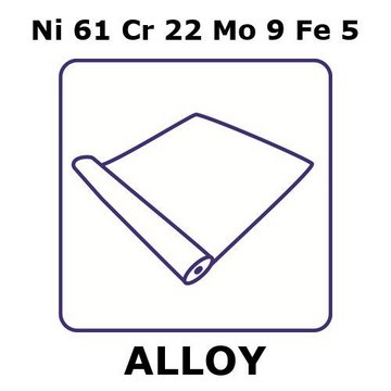 Inconel&#174; 625 - corrosion resistant alloy, Ni61Cr22Mo9Fe5 foil, 1m coil, 0.025mm thickness, annealed