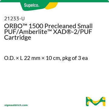 ORBO&#8482; 1500 Precleaned Small PUF/Amberlite&#8482; XAD&#174;-2/PUF Cartridge O.D. × L 22&#160;mm × 10&#160;cm, pkg of 3&#160;ea