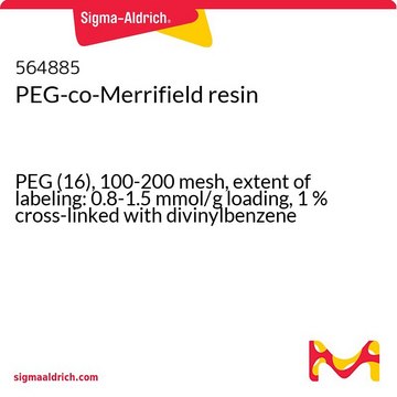 PEG-co-Merrifield resin PEG (16), 100-200&#160;mesh, extent of labeling: 0.8-1.5&#160;mmol/g loading, 1&#160;% cross-linked with divinylbenzene