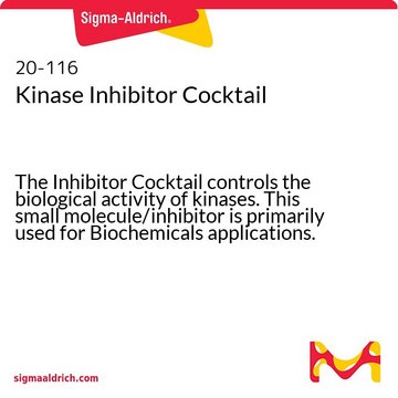 Kinase Inhibitor Cocktail The Inhibitor Cocktail controls the biological activity of kinases. This small molecule/inhibitor is primarily used for Biochemicals applications.