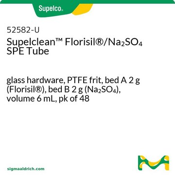 Supelclean&#8482; Florisil&#174;/Na2SO4 SPE Tube glass hardware, PTFE frit, bed A 2&#160;g (Florisil&#174;), bed B 2&#160;g (Na2SO4), volume 6&#160;mL, pk of 48