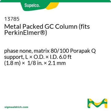 Metal Packed GC Column (fits PerkinElmer&#174;) phase none, matrix 80/100 Porapak Q support, L × O.D. × I.D. 6.0&#160;ft (1.8&#160;m) × 1/8&#160;in. × 2.1&#160;mm