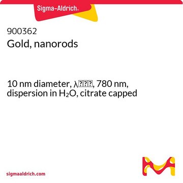 Gold, nanorods 10&#160;nm diameter, &#955;max, 780&#160;nm, dispersion in H2O, citrate capped