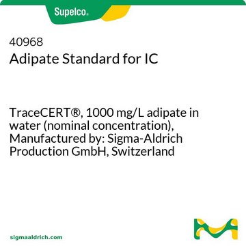 Adipate Standard for IC TraceCERT&#174;, 1000&#160;mg/L adipate in water (nominal concentration), Manufactured by: Sigma-Aldrich Production GmbH, Switzerland