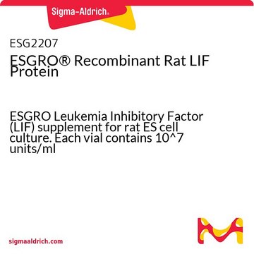 ESGRO&#174; Recombinant Rat LIF Protein ESGRO Leukemia Inhibitory Factor (LIF) supplement for rat ES cell culture. Each vial contains 10^7 units/ml