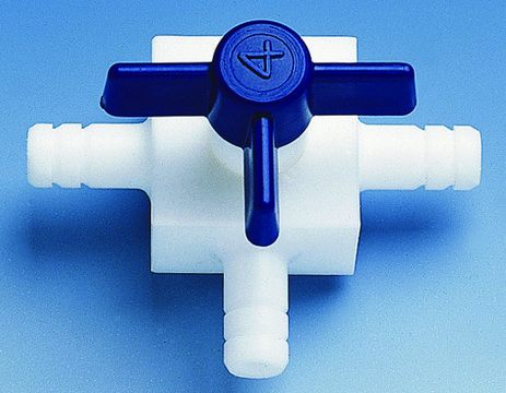 BRAND&#174; stopcock T-bore with nozzles for tube I.D. 5 mm