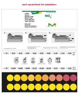 Nitrite Test colorimetric, 0.1-2.0&#160;mg/L (NO2-), 0.03-0.6&#160;mg/L (NO2-N), for use with MCOLORTEST&#174;