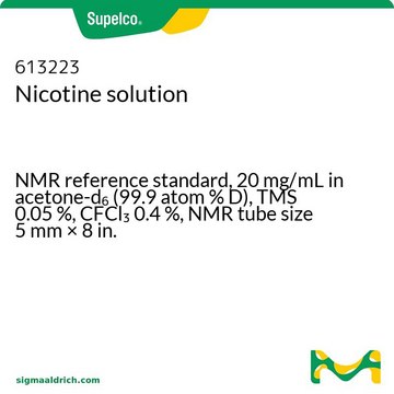 Nicotine solution NMR reference standard, 20&#160;mg/mL in acetone-d6 (99.9 atom % D), TMS 0.05&#160;%, CFCl3 0.4&#160;%, NMR tube size 5&#160;mm × 8&#160;in.